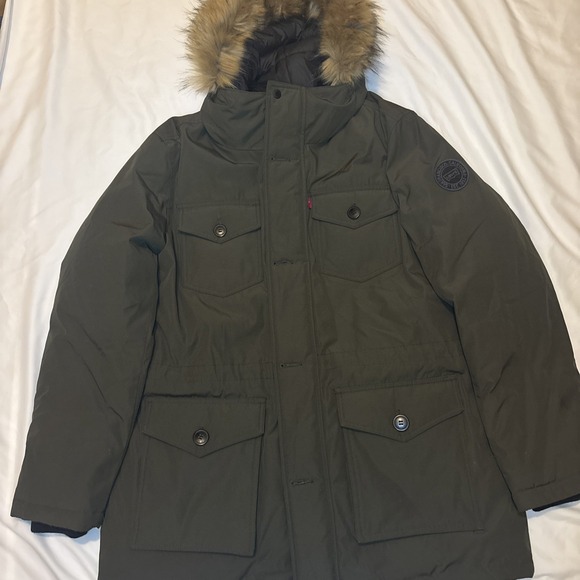 Levi's Other - Levis Jacket Mens XLarge green Faux Fur Hood Parka Coat Winter